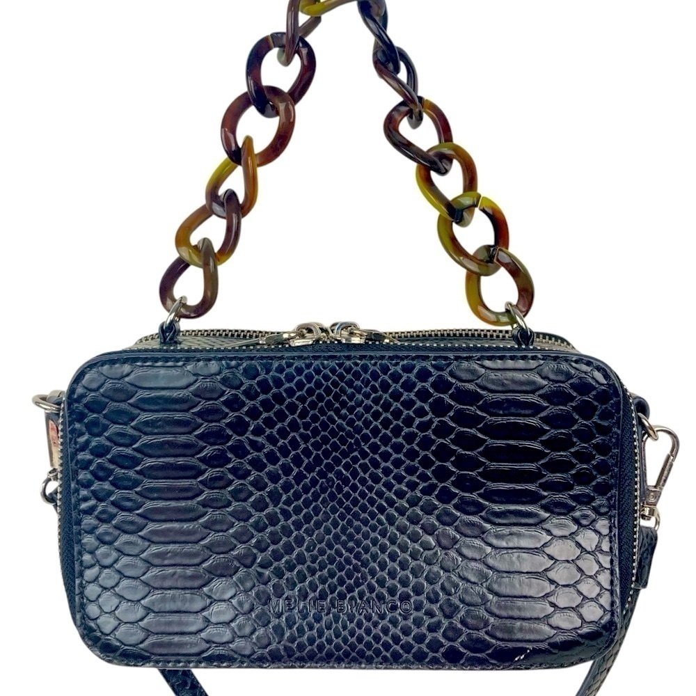 MELIE BIANCO  Demi Snake Crossbody Bag with Acrylic Links Top Handle